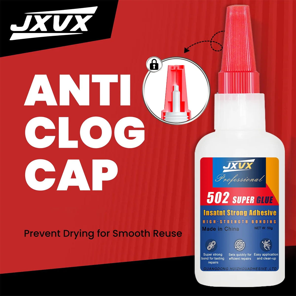 JXVX 50g 4pcs 502 Instant Strong Adhesive Super Liquid  Cyanoacrylate Universal Instant Glue for Resin Ceramic Metal Glass Fast Dry Glue,waterproof super glue extra strong.