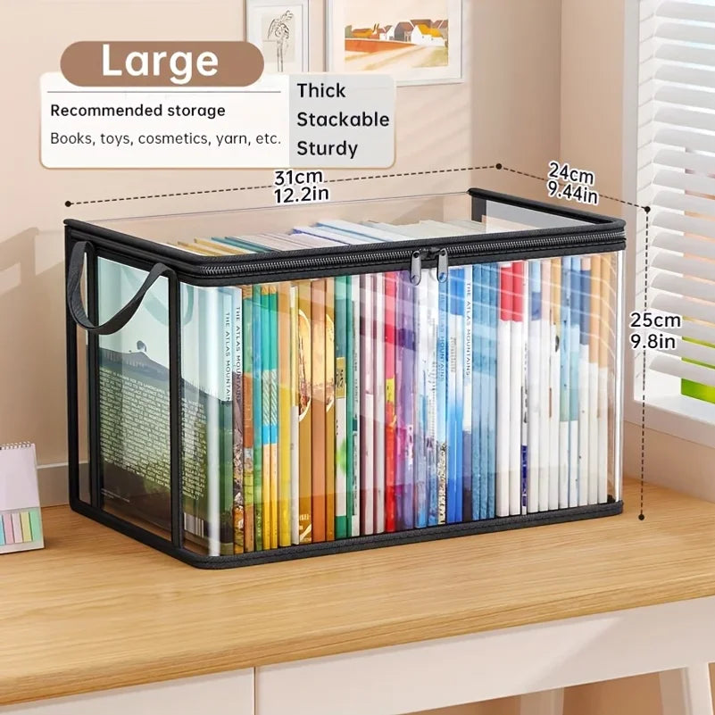 PVC Storage Bag with Flip Lid & Viewing Window - Durable Rectangular Organizer for Toys, Crafts, Books, School Supplies, Snacks