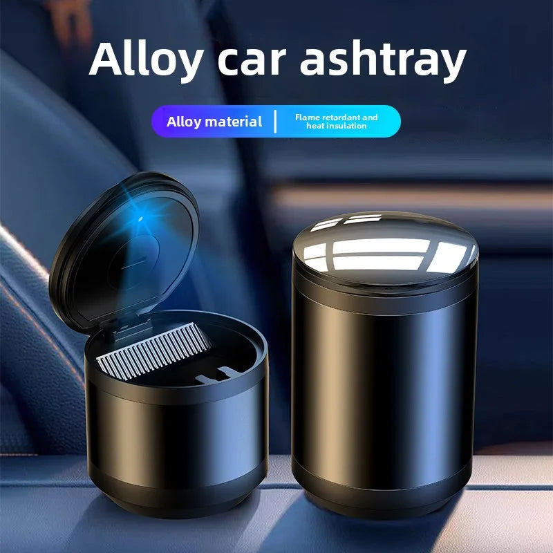 Car LED Ashtray Garbage Coin Storage Cup Container Cigar Ashtray Holder Auto Interior Accessories Car LED Aluminum Alloy Ashtray