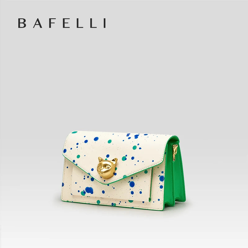 BAFELLI 2026 WOMEN'S BAG FASHION TREND LUXURY BRAND LEATHER FLAP CROSSBODY PURSE CAT SUMMER STYLE ORIGINAL DESIGNER HANDBAGS