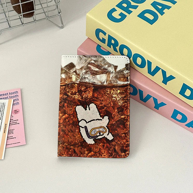Cute Graffiti Dog Passport Holder Passport Cover Ladies Travel Accessories Portable Ticket Storage Bank Card Passport Wallet