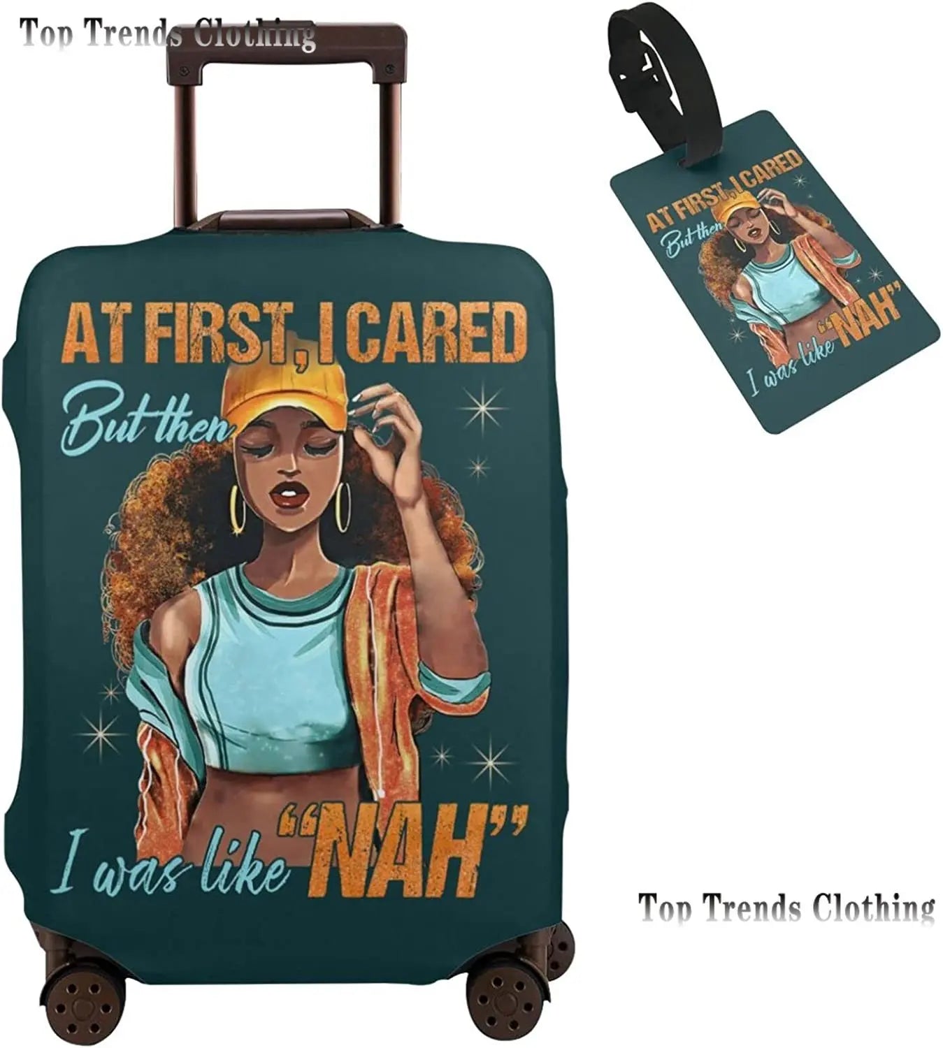 Travel Suitcase Protector African American Woman Elastic Protective Washable Luggage Cover With Concealed Zipper For 18-32 Inch
