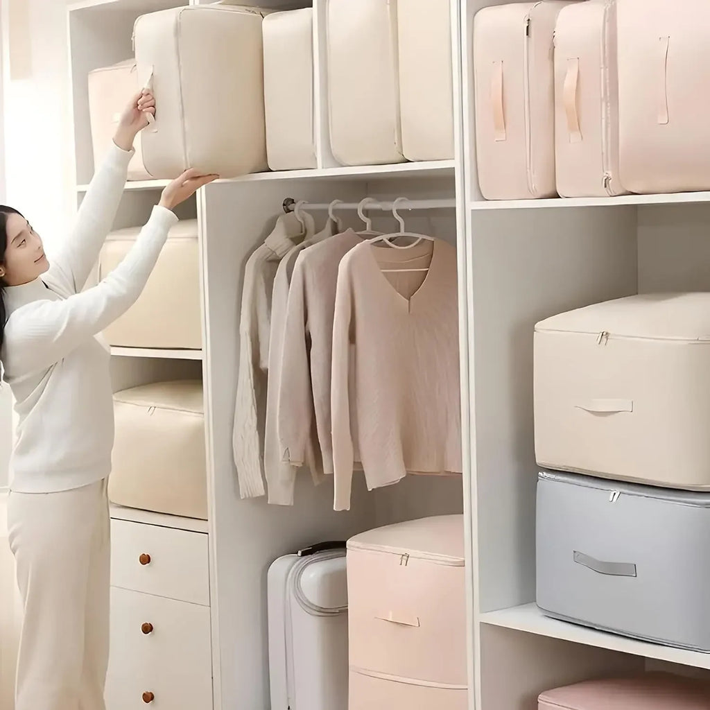 Large Compression Bag Quilt Clothes Closet Cabinet Organizer Storagepouch Ultra Space Saving Self Compression Organizer