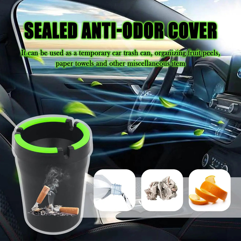 Universal Multifunctional Portable Car Ashtray with Lid, Smokeless Smell-Proof Cup Holder Ashtray for Auto Interior Accessories