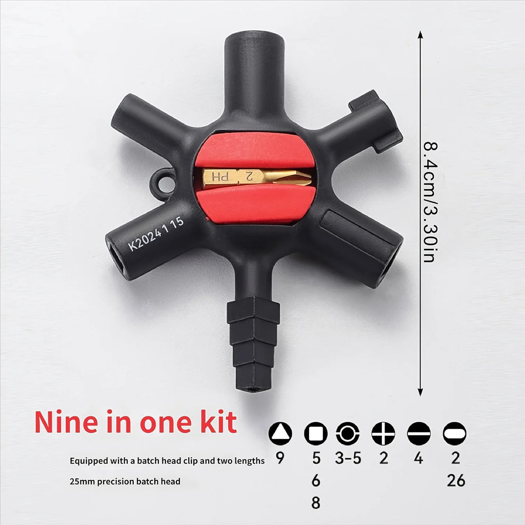 9 in 1 Distribution Cabinet Key Wrench High Torque Universal Electrical Key Wrench Electrical Specialized Power Utility Wrench