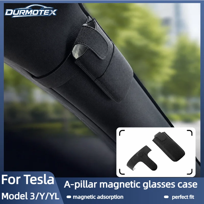 For Tesla Model YL /Y Juniper/3 Highlan2024-2026 Magnetic Sun Visor Glasses Storage Box Sunglasses Clip Car Interior Accessories