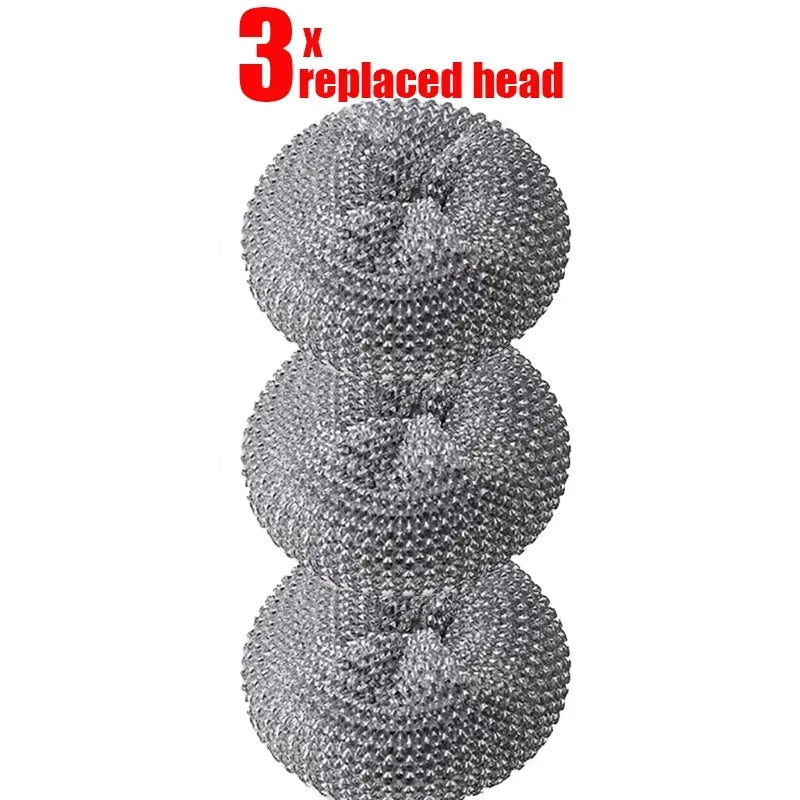1~5PCs Automatic Liquid Adding Pot Washing Brush Stainless Steel Press Brush Kitchen Tool Household Cleaning Brush
