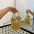 Tote Bag Trending Black Pearl Bucket Stone Purse Woman's Wedding Evening Handbag Purse