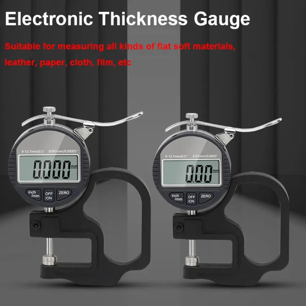 0.01/0.001mm Electronic Thickness Gauge Range 0-12.7mm LCD Screen Display Digital Thickness Tester High Precision Portable
