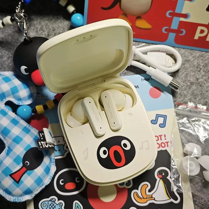 New Pingu Bluetooth Screen Headphones Custom Screen Dual Modes for Gaming and Music Bluetooth 6.0 Cute Phone Shape