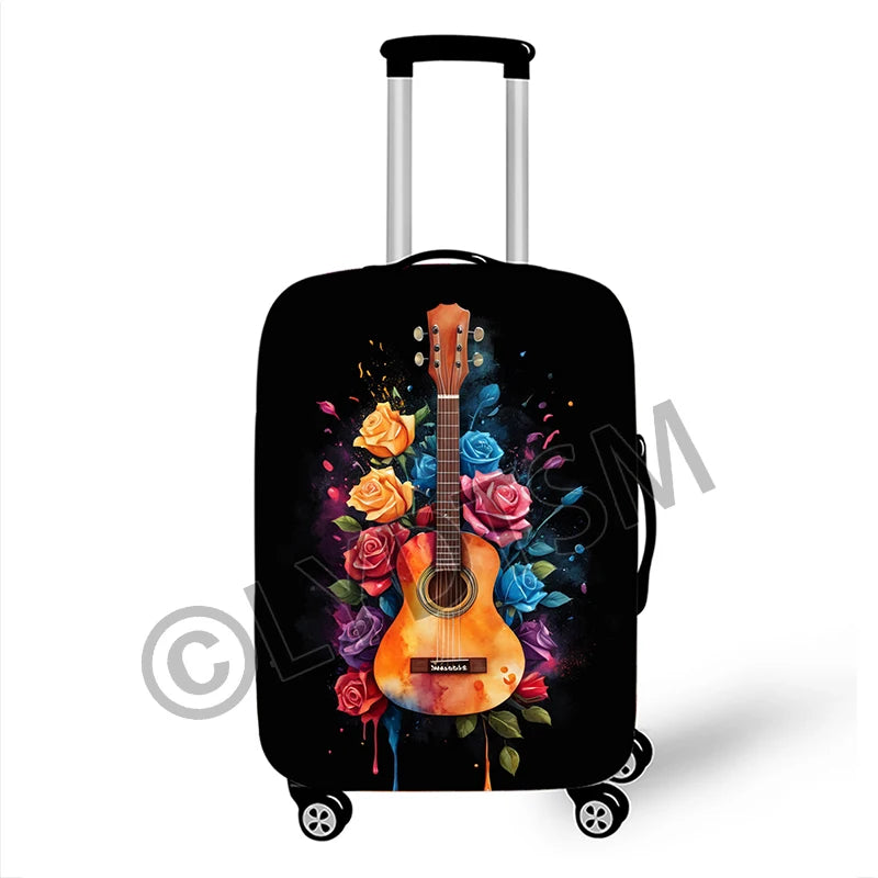 Musical Notes Luggage Cover Rock Guitar Piano Drum Graphic Suitcase Covers Elastic Trolley Case Protective Cover for Travel