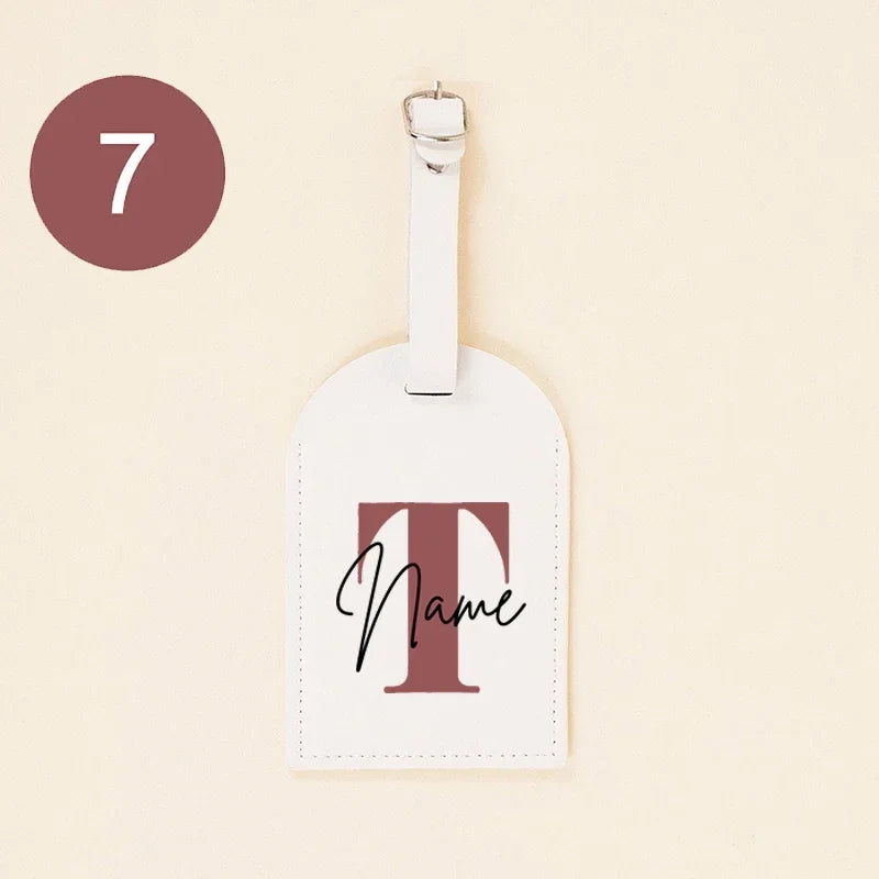 Personalised Monogram PU Luggage Tag Initial with Name Leather for Suitcase Baggage Handbag Tags Travel Bag Label Tag Best Gifts