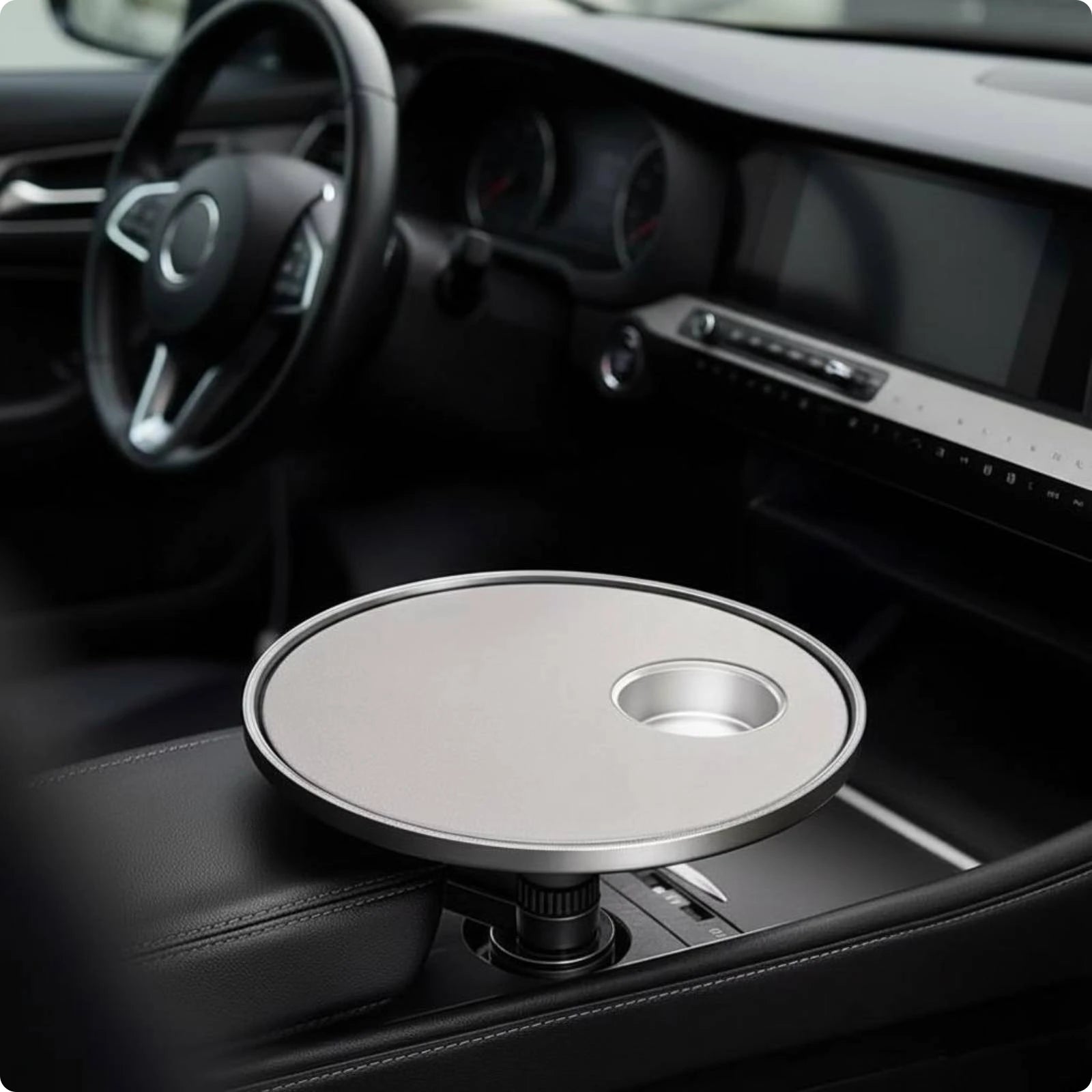Front Seat Table 360-Degree Rotation Car Dining Tray Rotating Car Tray Multi-Functional Stable Support for Drivers, Road Journey