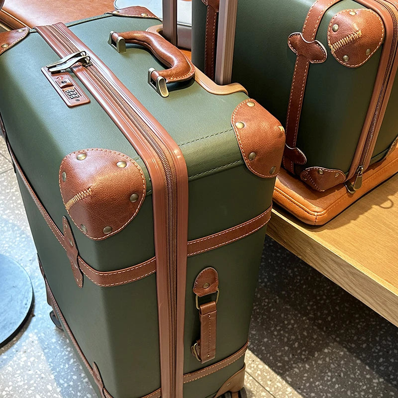 Retro 20-inch carry-on suitcase 28-inch large-capacity rolling luggage handleable luggage, internet sensation travel luggage
