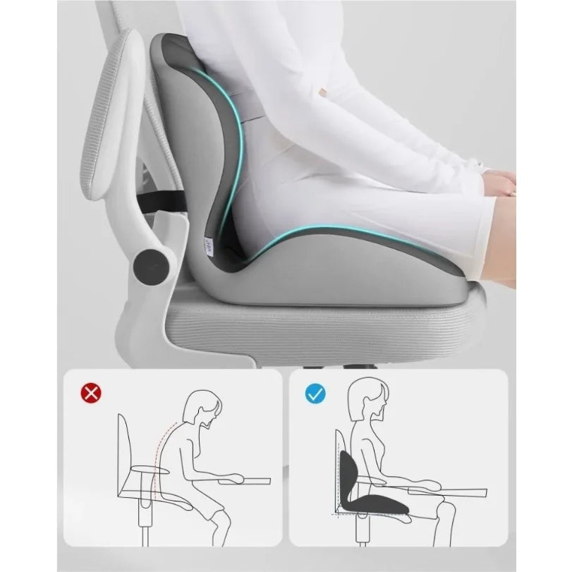 Lumbar Support Memory Foam Cushion - 2026 New Ergonomic Pressure Relief Pad for Sedentary Posture Correction
