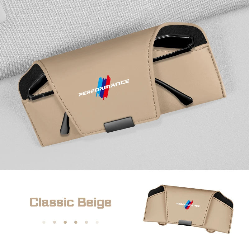 Magnetic Leather Car Visor Glasses Box Portable for BMW X1 X3 X5 X6 X7 1 3 5 6 7 Series G20 G30 G11 F15 F16 i7 Sunglasses Holder