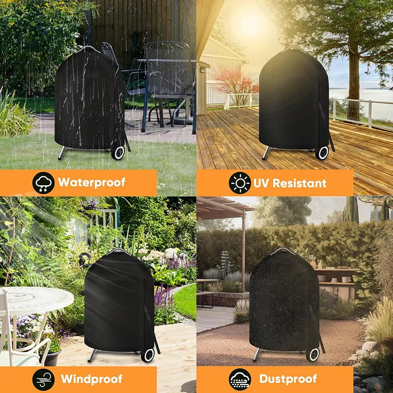 26.5x36 inch Cylindrical BBQ Cover With Top Handle,210D Outdoor Oven Grill Cover Waterproof Protection Hood Round Grill Cover