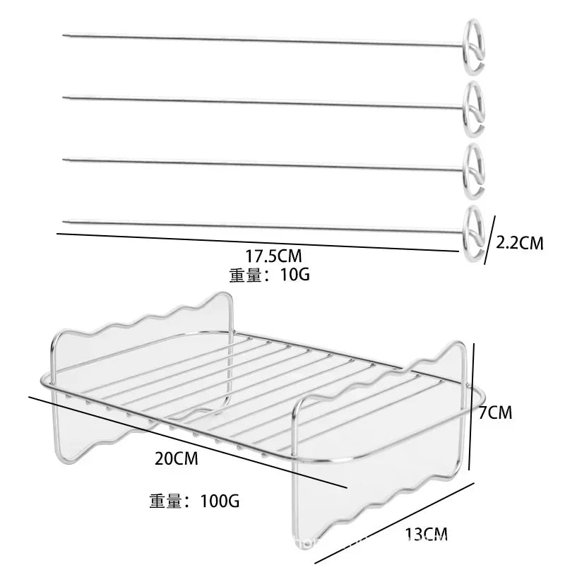 Stainless Steel Double Layer Rack for Air Fryer Rectangular Grill Rack Fish Baking Cake Rack Air Fryer Accessories