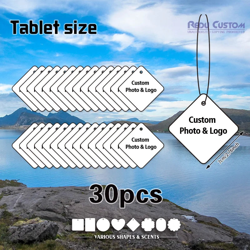 30pcs Custom Logo Long-Lasting Aroma Tablet Scented Card for Car And Home Fragrance Souvenir Gift