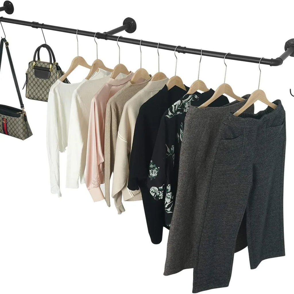 Clothes Storage Hanging Clothes Rack Wall Mounted Cabinet Rod Display Rack Closet Storage Clothing Racks