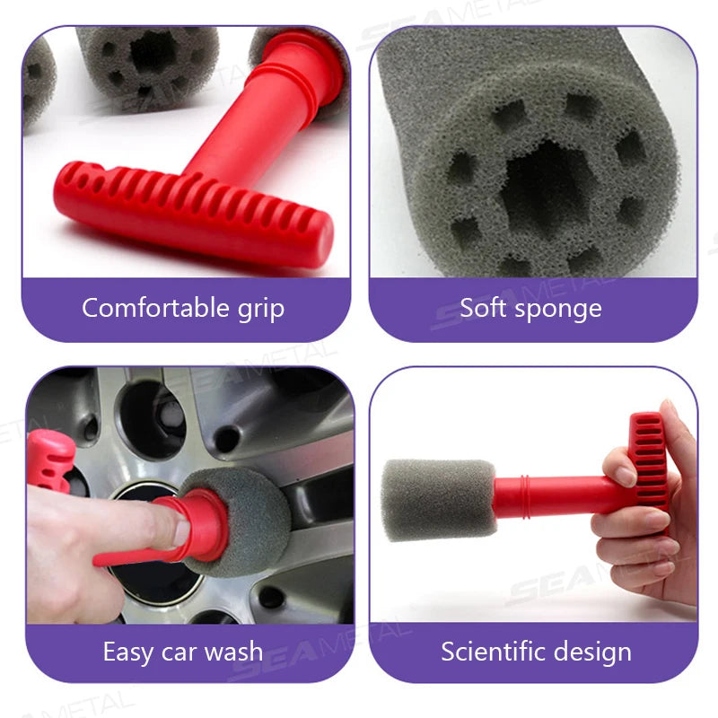 SEAMETAL Handheld Car Wheel Cleaning Brush Wheel Screw Nut Washing Tool Car-Detailing Hidden Corner Cleaning Sponge Scratch-Free