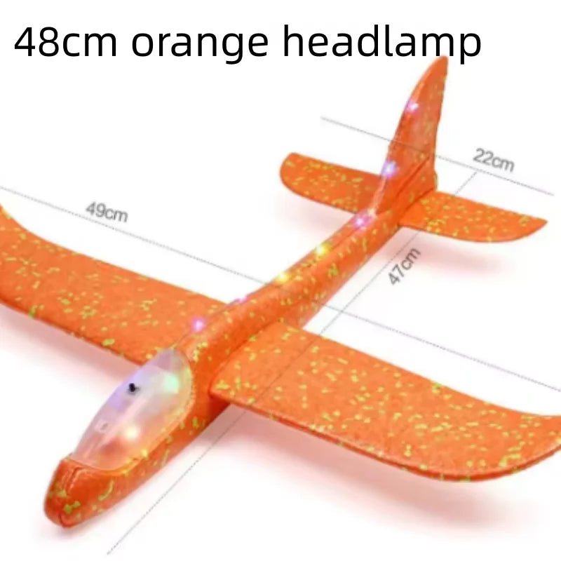 48cmFoam Aircraft Toy Hand Throw Flight Glider Aircraft Airplane DIY Model Toy Throwing Roundabout Airplane Kid Gifts