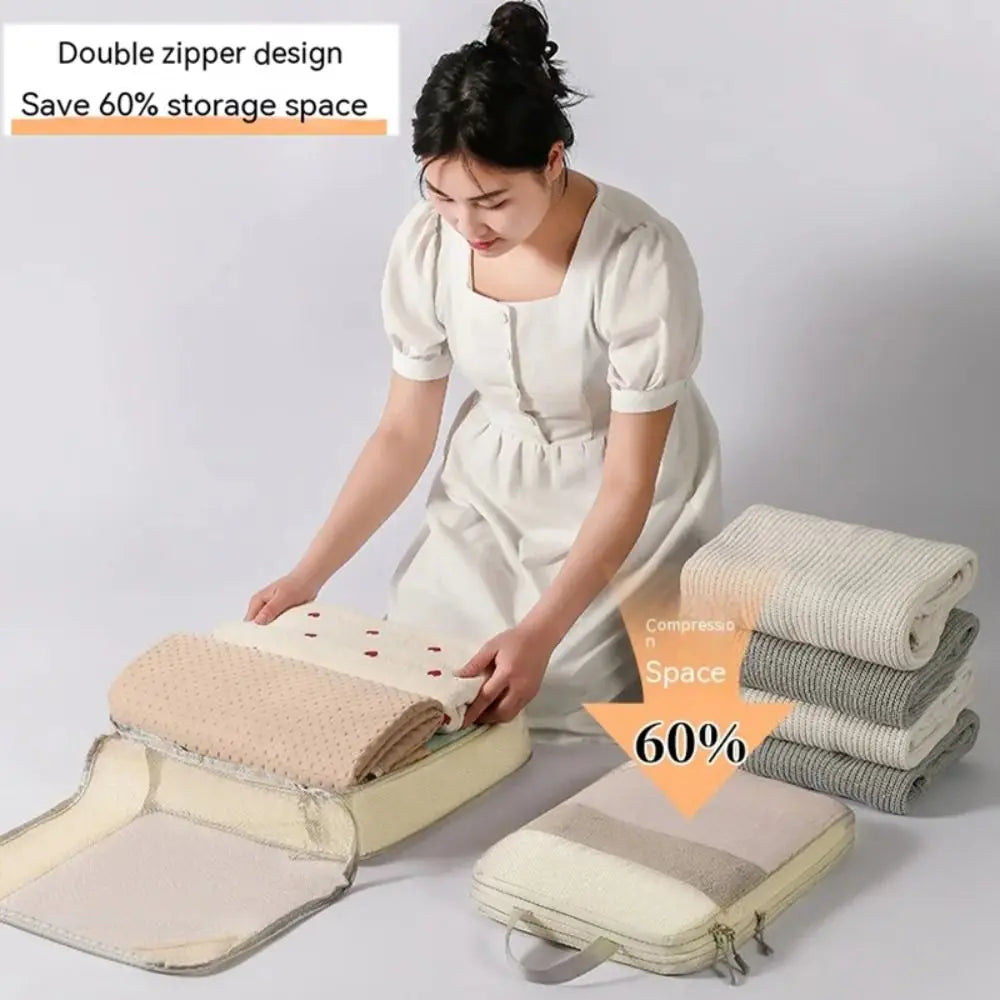 Folding Compression Packing Cubes Mesh Travel Accessories Expandable Packing Organizers Lightweight Luggage Storage Cases