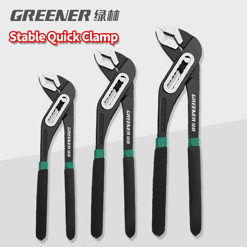 GREENERY 8 10 12 Inch Water Pump Pliers Multifunctional Slip Joint Push Button Adjustable Pipe Wrench for Household Plumbing