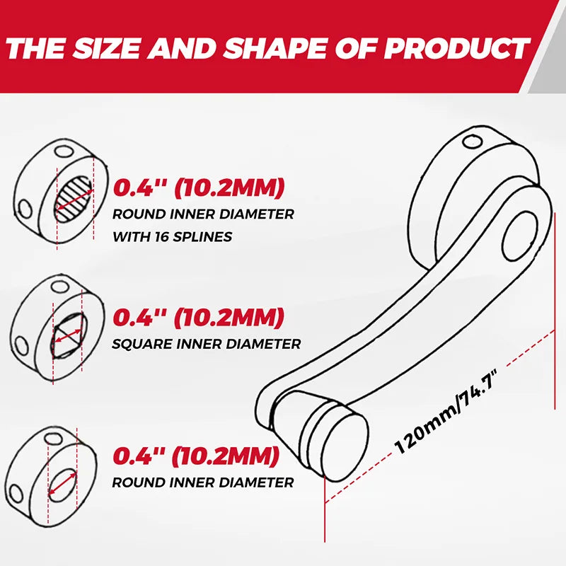 Universal Car Accessories Window Handle Crank Aluminum Alloy Winder Handle Crank Riser Silver/Black