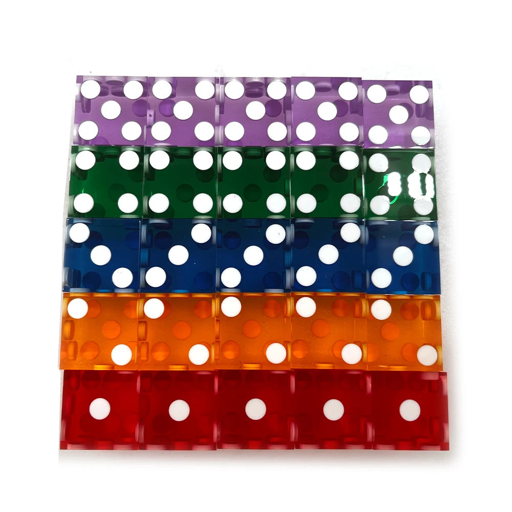 5pcs Precision Dice 19MM High-grade Acrylic TransparentSix Sided D6 Casino Sharp Straight Corners