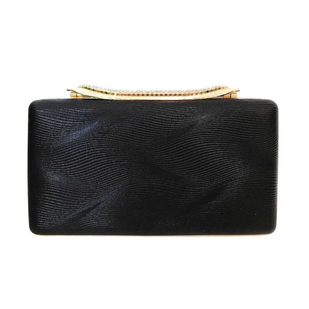 Women's Elegant Evening Clutch Bags Fashionable Mother of Bride/ Groom Green Purse Rhinestone Buckle Pleated Surface Square Bag