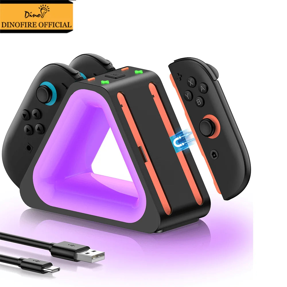 Dinofire Charging Dock For Switch 2 Joy con Accessories 4-in-1 Controllers Charger Stand For Switch 2 Joycon Charger Stand