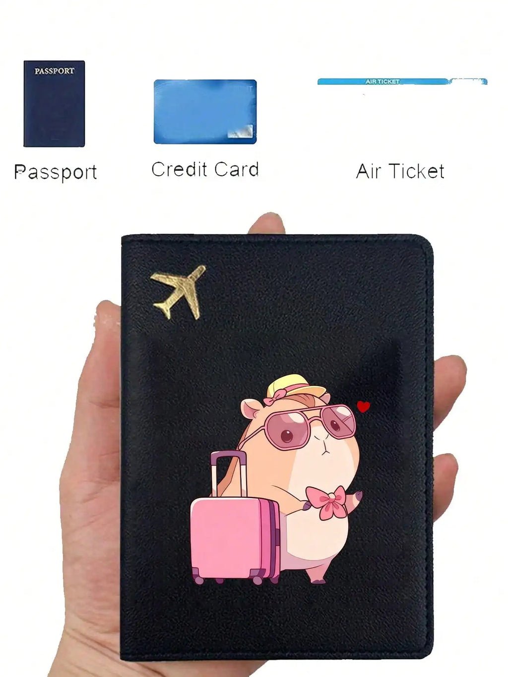 Capybara Pattern Print Passport Wallet Set 2 Pcs Passport Holder  Ticket Holder Passport Lightweight Travel Card Holders