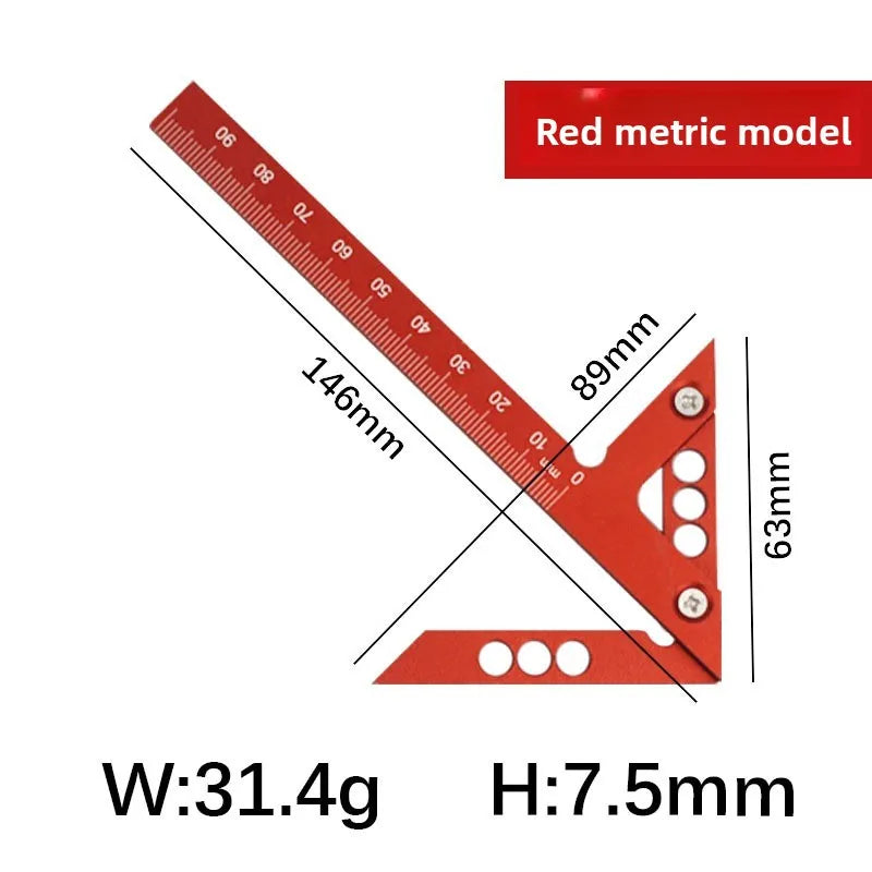 45/90 Degree Center Finder Woodworking Square Right Angle Line Gauge Aluminum Scribe Carpenter Ruler Wood Measuring Tool