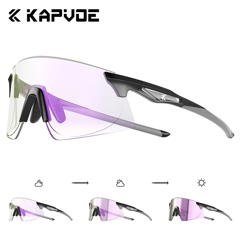 Kapvoe Photochromic Cycling Glasses Running Sunglasses MTB Riding Skating UV400 Fishing Goggles Man Woman Bike Hiking Eyewear