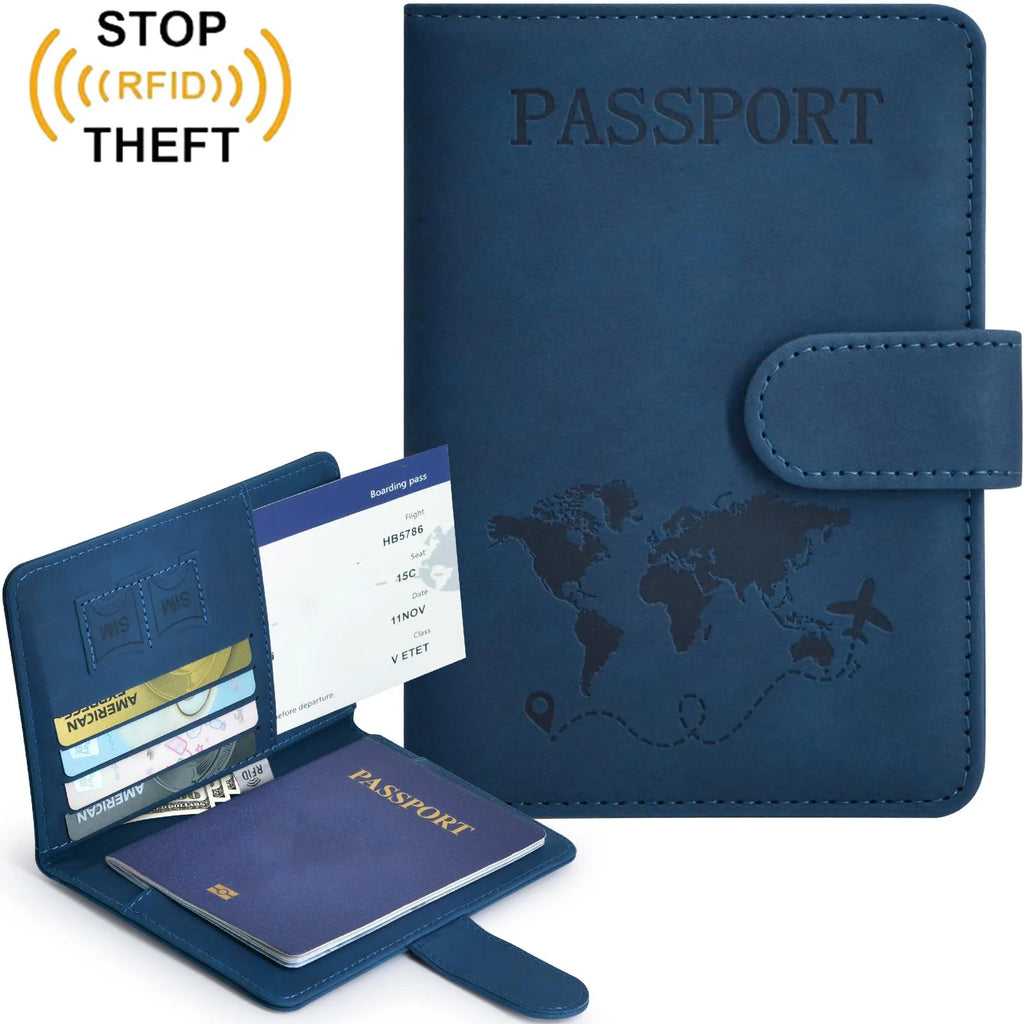 Passport Holder for Men Women RFID Blocking Passport Book Protector Slot Travel Document Organizer