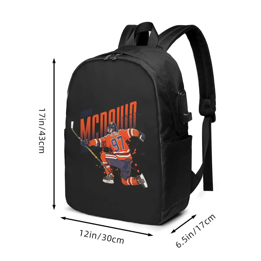 Connor McDavid  For Edmonton Oilers Fans Backpack Travel Notebook Bag Computer College Student School Bag Laptop Shoulder Bags