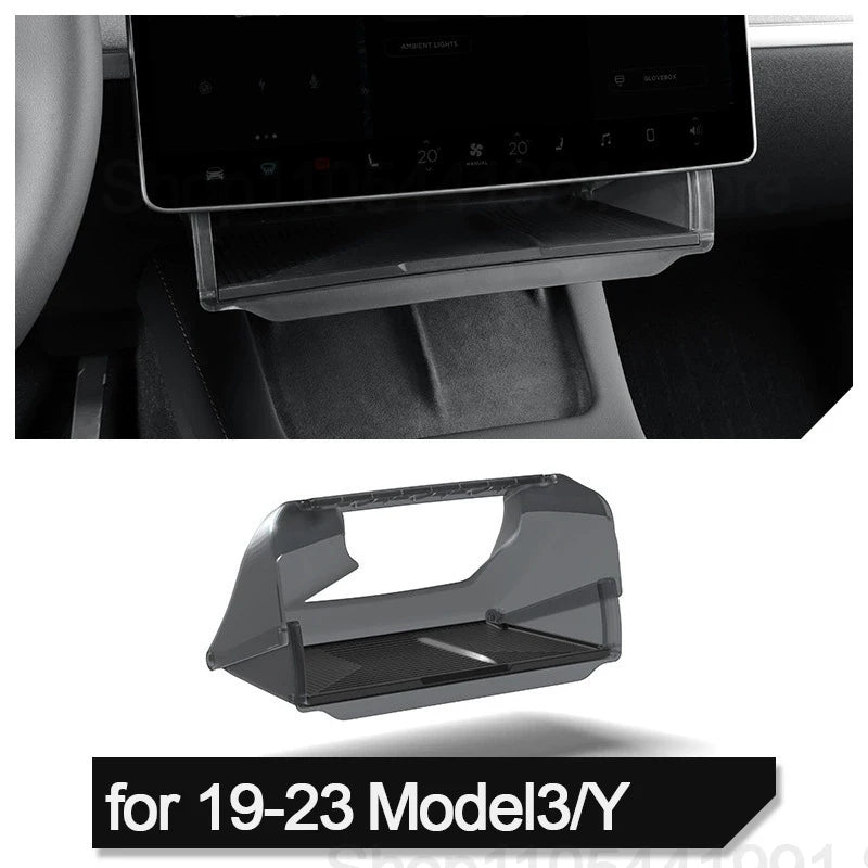 Car Central Control Under Screen Storage Box for Tesla Model 3/Y 2019-2025 Hidden Privacy Storage with Anti-Slip Silicone Pad ﻿