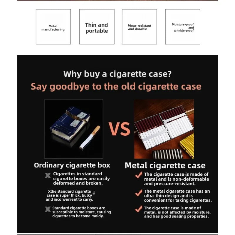 20 pack Large capacity Metal Cigarette case Personalized flip up Sealed Waterproof portable Cigarette Box Smoking Accessories