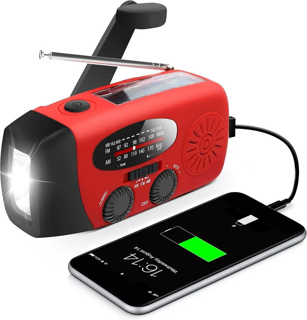 Multifunctional Hand Cranked Generator Power Bank Solar Weather Radio Outdoor Emergency Portable USB Charging Suitable Outdoor