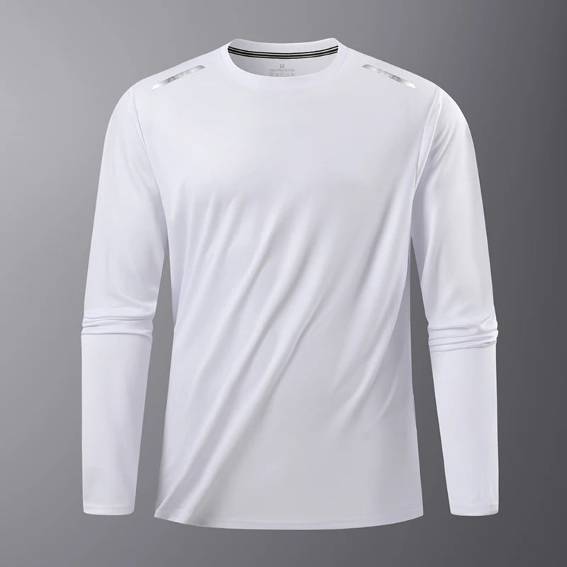 CHRLCK Men's Hiking Quick Drying T-shirts Breathable Camping Running Fishing Soft Elasticity Long Sleeve Tees Summer Autumn