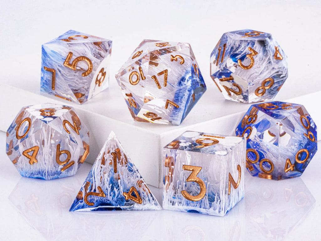 Handmade D&D Polyhedral Dice Set for Dungeons and Dragons, D and D Dice, Sharp Edged Resin D&D Dice Set Gifts, D20 Dice