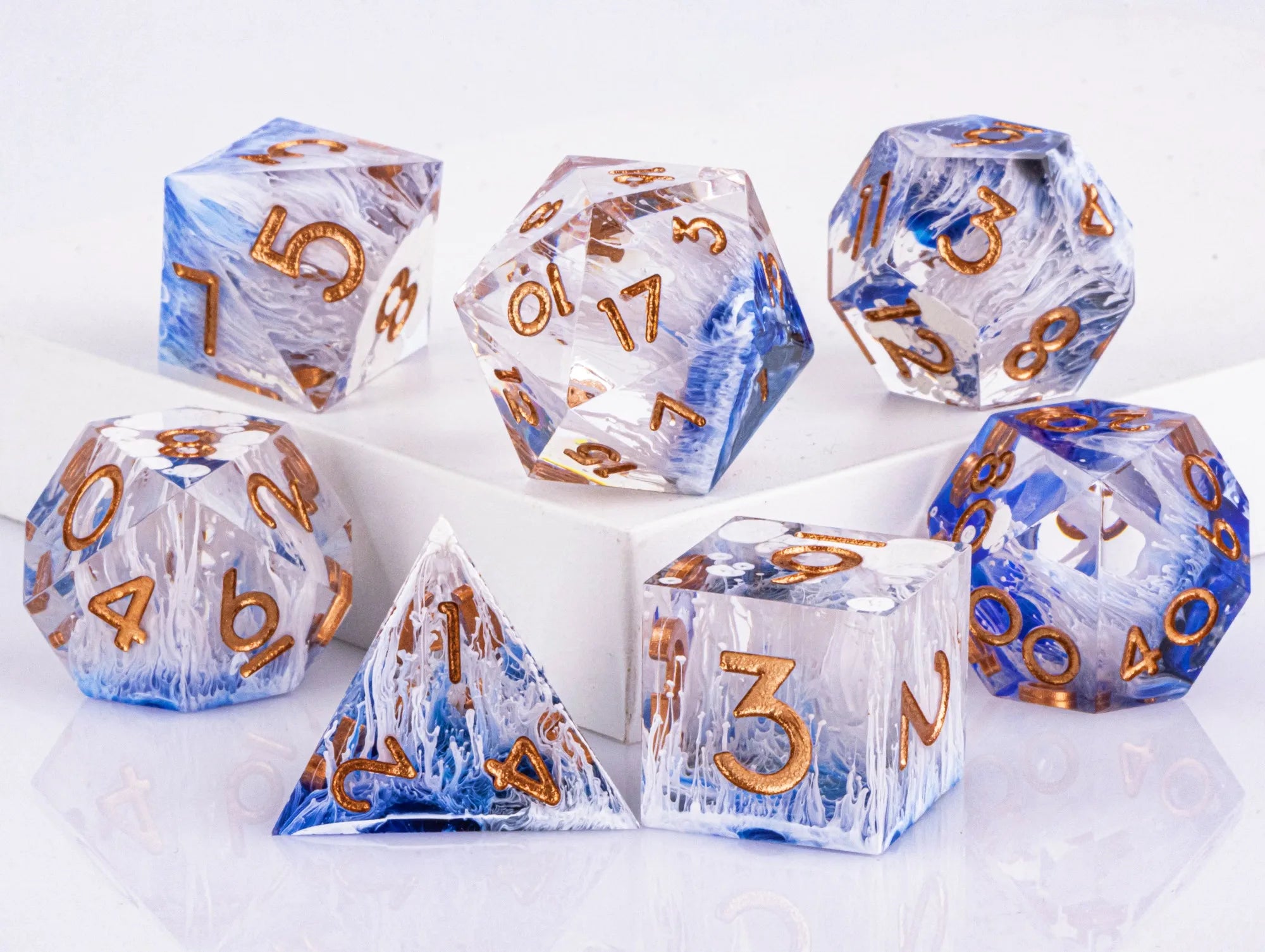 Handmade D&D Polyhedral Dice Set for Dungeons and Dragons, D and D Dice, Sharp Edged Resin D&D Dice Set Gifts, D20 Dice