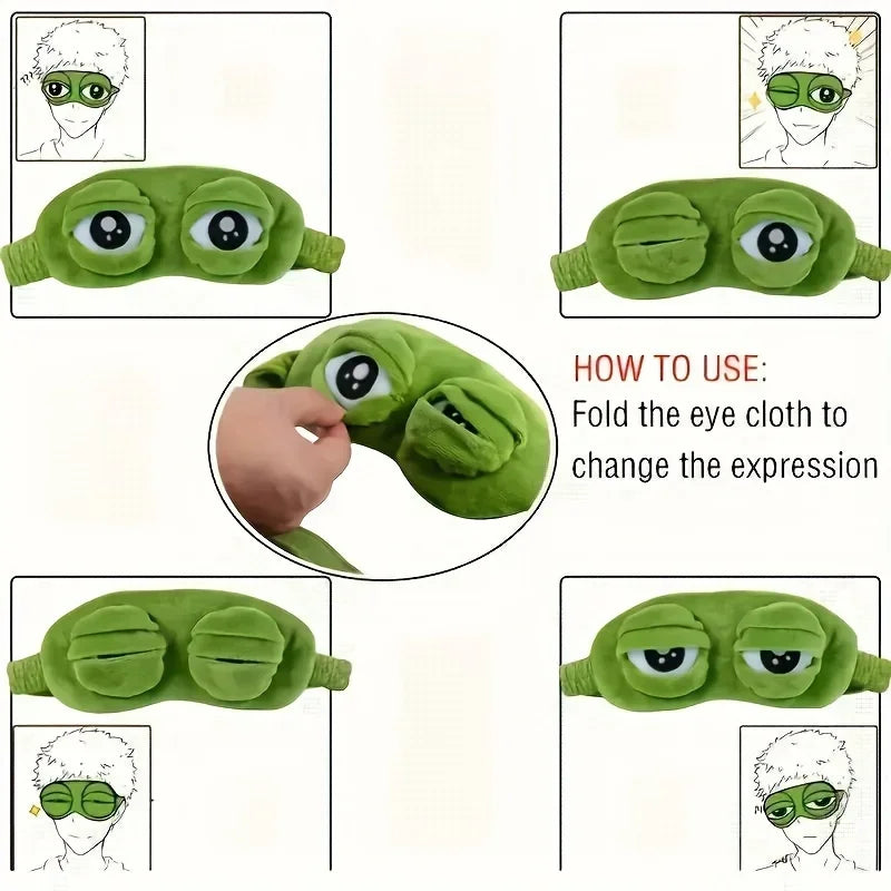 1 Cute Companion Soft Frog Sleeping Eye Mask, Comfortable Eye Protection, Suitable for Quiet Naps and Power Outages,