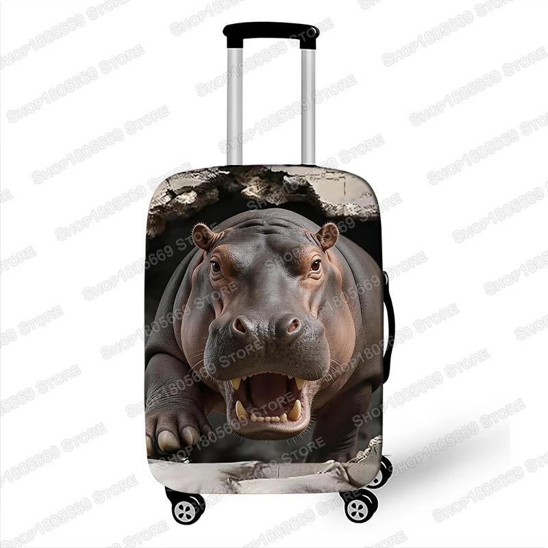 3D Animal Tiger / Lion / Wolf Bursting Through Wall Luggage Cover Elastic Trolley Case Covers Suitcase Protective Cover
