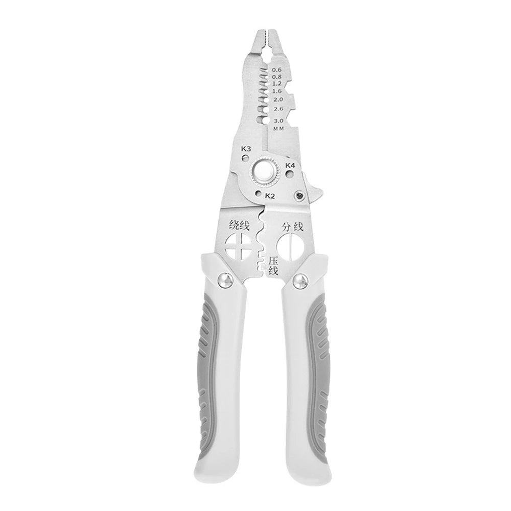 Pintudy 21 in 1 Wire Stripping Pliers Bent Non Slip Handle Electrician Hand Tools Multitool Adjustable Automatic Stripper Tool