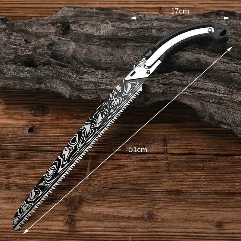 Damascus Patterned Waist Saw - Professional Pruning & Manual Logging Hand Saw for Garden Use, Ideal Outdoor Tool for Pruning
