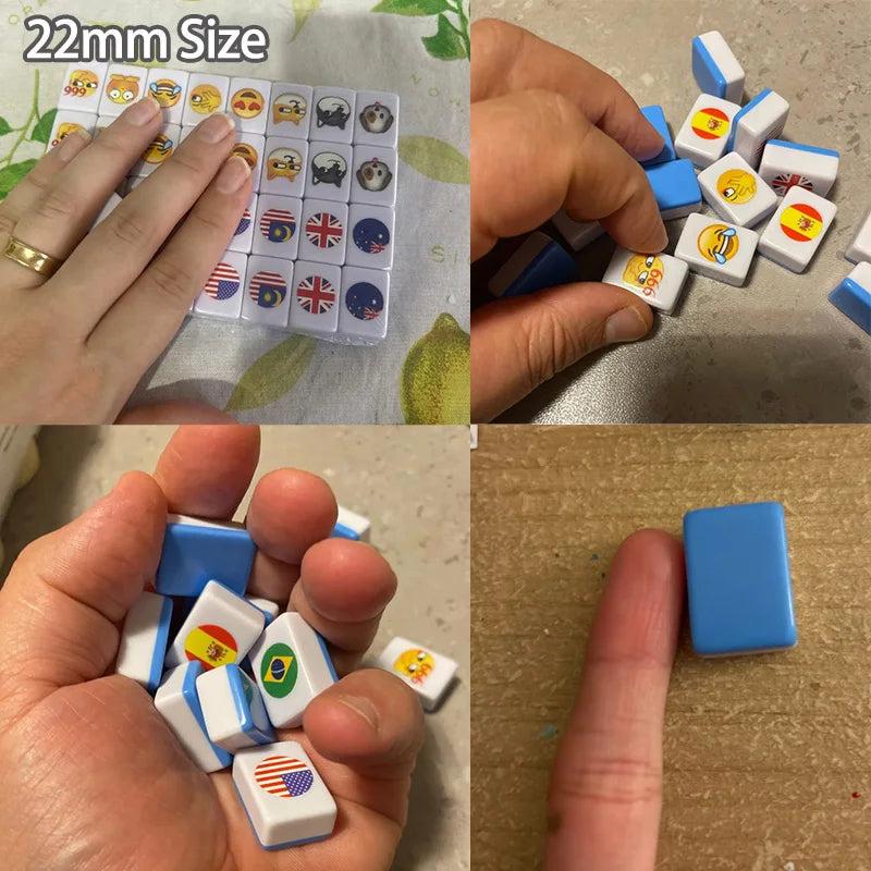 Kid Mini TikTok 64+1 Block Seaside Escape Mahjong Game with Pattern Flag Vs Ball Relax Time 1 2 3 4 Players Puzzle Game Toy Gift