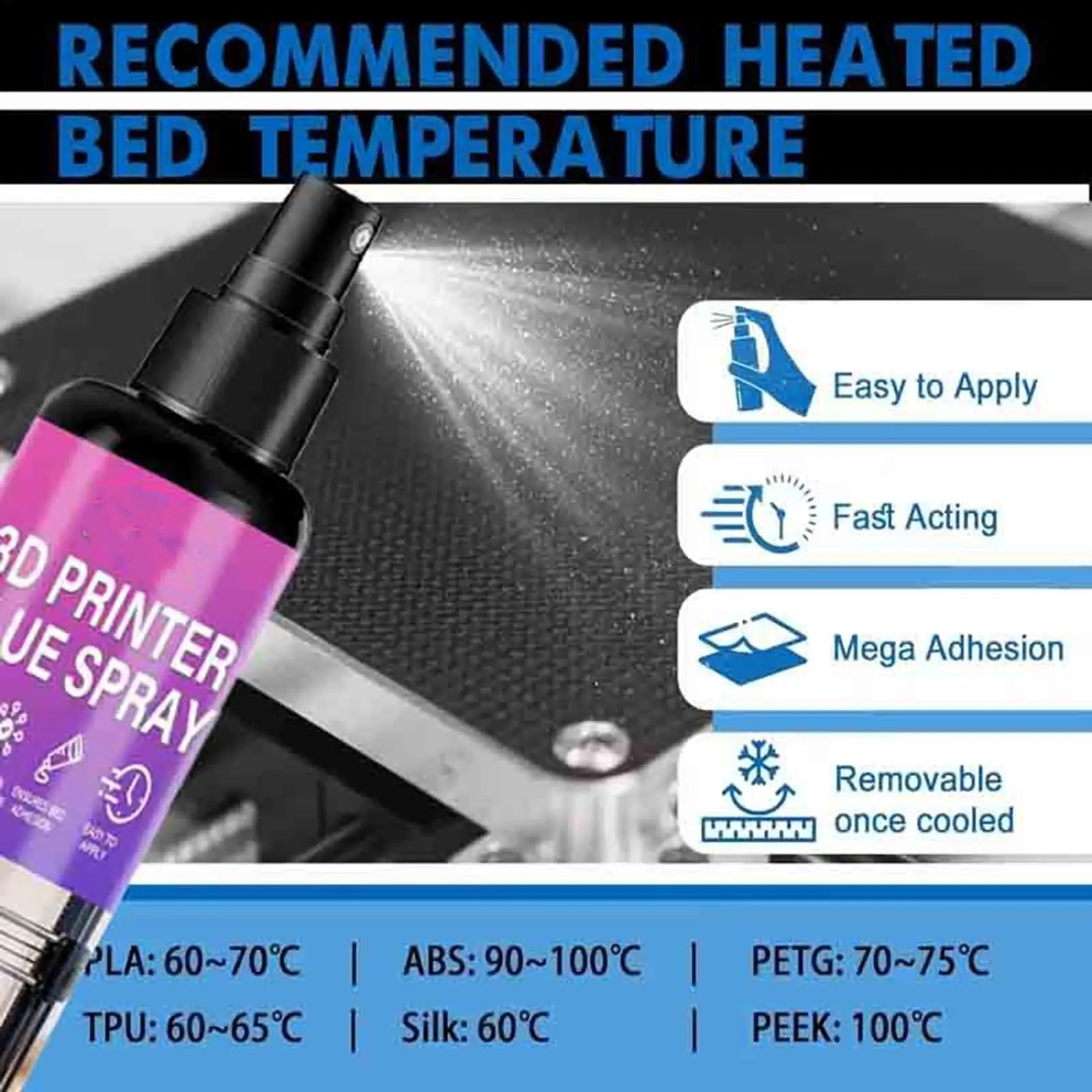 100ml 3D Printer Adhesive Long Lasting Reduces Warping Glue Spray Build Plate Glue universal for Fabric Crafts Quilting Sewing