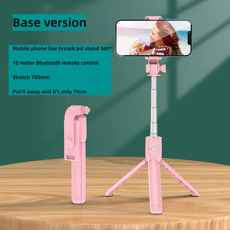 Selfie Stick Tripod Stand with Wireless Bluetooth Remote Extendable Stainless Steel Rod for Mobile Phones Live Streaming Selfie